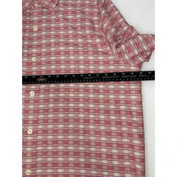 Tommy Bahama Men's XL‎ Red White Plaid Short Sleeve Button Down 100% Silk - Picture 8 of 9